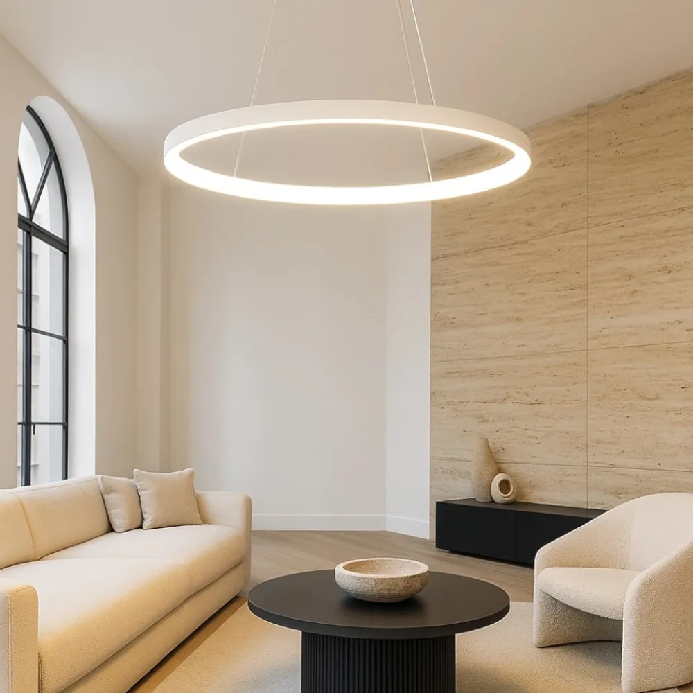 Lampadari Moderni-Vivida International Vivida lifering-o lampadario moderno bianco led 50w 3000k 4000k ovale