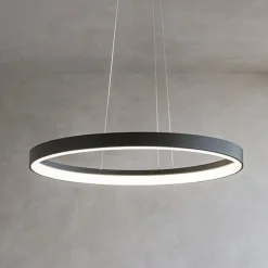 Lampadari Moderni-Vivida International Vivida lifering-o nero lampadario ovale led 40w 3000k 4000k