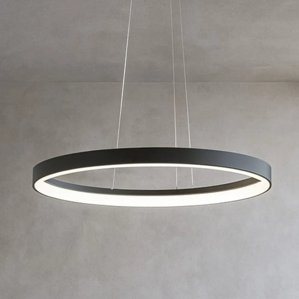 Lampadari Moderni-Vivida International Vivida lifering-o nero lampadario ovale led 40w 3000k 4000k