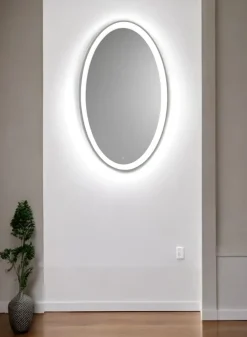 Specchi Da Parete-Vivida International Vivida lifering-o titanio specchio ovale moderno led 28w 3000k
