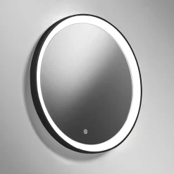 Specchi Da Parete-Vivida International Vivida lifering specchio nero led touch 25w 3000k rotondo moderno