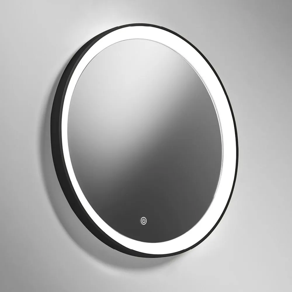 Specchi Da Parete-Vivida International Vivida lifering specchio nero led touch 25w 3000k rotondo moderno