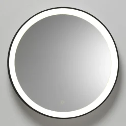Specchi Da Parete-Vivida International Vivida lifering specchio nero led touch 25w 3000k rotondo moderno