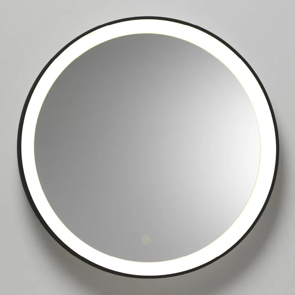 Specchi Da Parete-Vivida International Vivida lifering specchio nero led touch 25w 3000k rotondo moderno