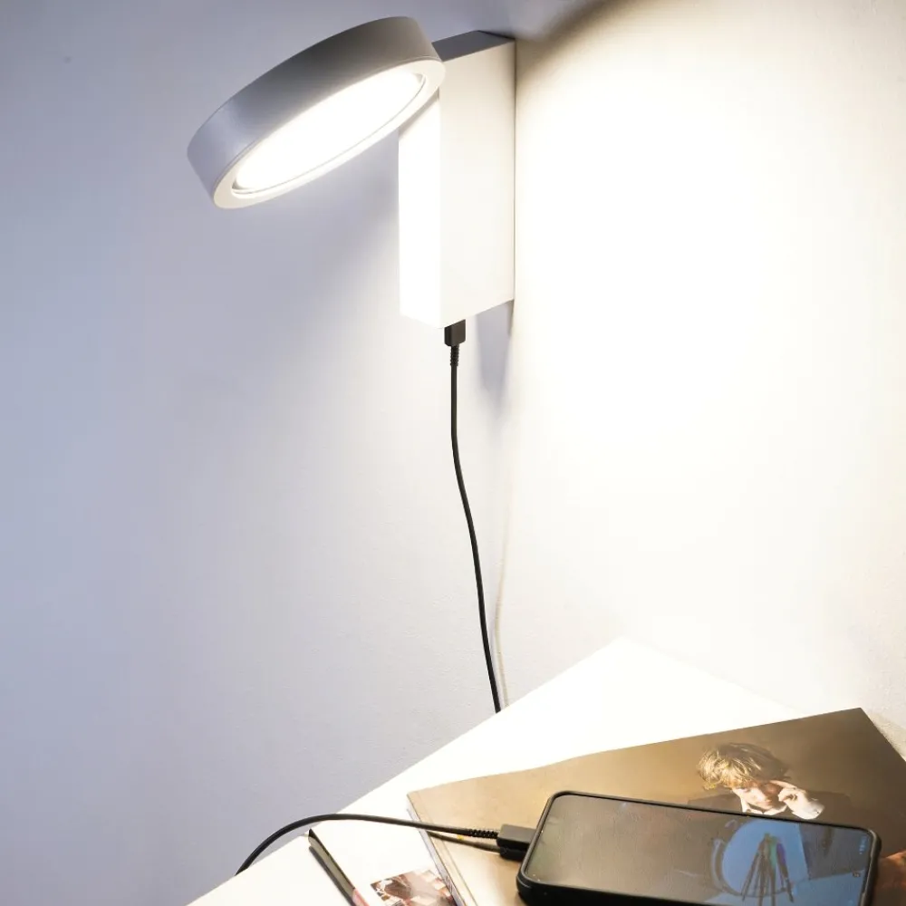 Applique Camera Da Letto-Vivida International Vivida noxis applique da comodino orientabile bianca led dimmerabile presa usb