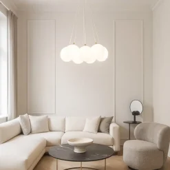 Lampadari Moderni-Vivida International Vivida pearl lampadario oro vetro bianco led 36w 3000k