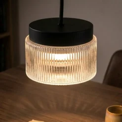 Lampade A Sospensione-Vivida International Vivida pilastro lampada a sospensione classica vetro rigato trasparente