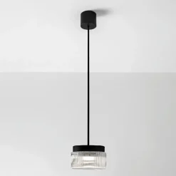 Lampade A Sospensione-Vivida International Vivida pilastro lampada a sospensione classica vetro rigato trasparente