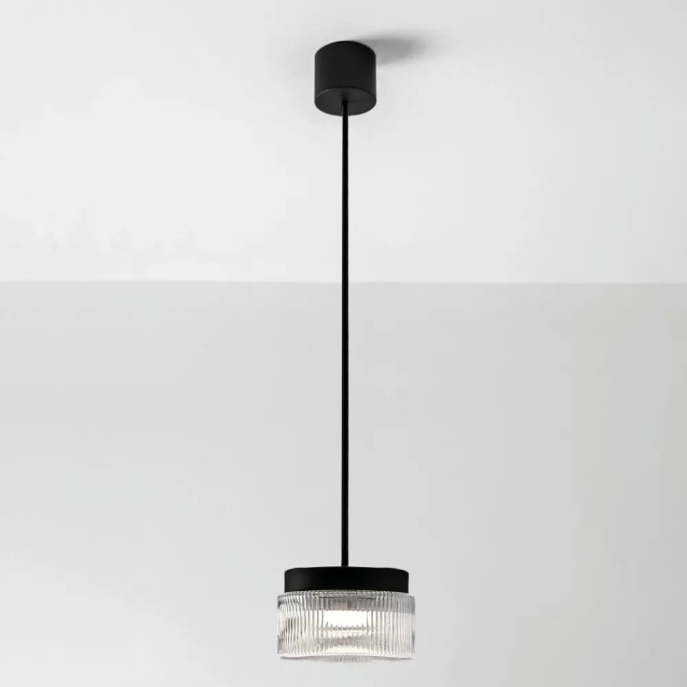 Lampade A Sospensione-Vivida International Vivida pilastro lampada a sospensione classica vetro rigato trasparente
