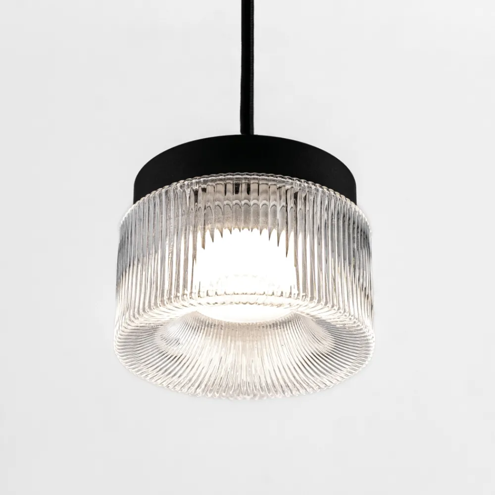 Lampade A Sospensione-Vivida International Vivida pilastro lampada a sospensione classica vetro rigato trasparente
