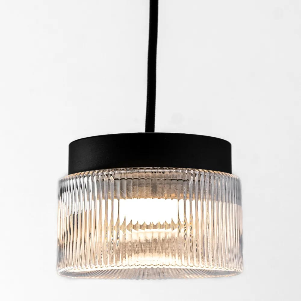 Lampade A Sospensione-Vivida International Vivida pilastro lampada a sospensione classica vetro rigato trasparente