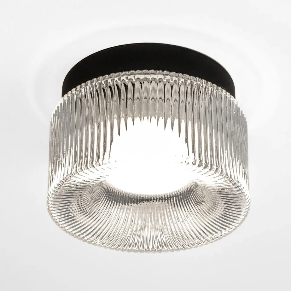 Plafoniere Moderne-Vivida International Vivida pilastro plafoniera vetro rigato trasparente