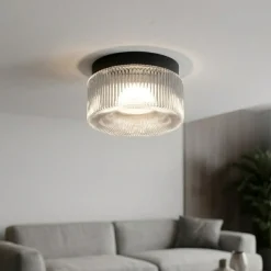 Plafoniere Moderne-Vivida International Vivida pilastro plafoniera vetro rigato trasparente