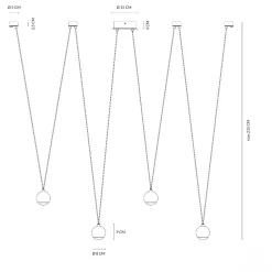Lampadari Moderni-Vivida International Vivida shallow lampadario moderno led 3000k 4 luci sfere nere