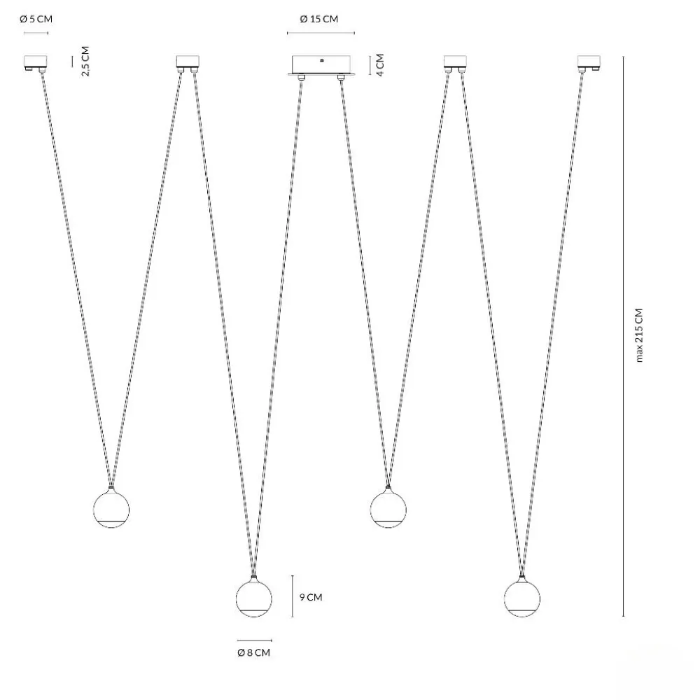 Lampadari Moderni-Vivida International Vivida shallow lampadario moderno led 3000k 4 luci sfere nere