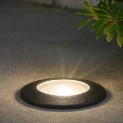 Faretti Da Esterno-Ideal Lux Way faretto da incasso a pavimento ip67 resina nero rotondo per esterno