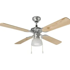 Ventilatori Da Soffitto-Selezionato da Mazzolaluce Ìventilatore vintage da soffitto a pale legno con luce 13mq