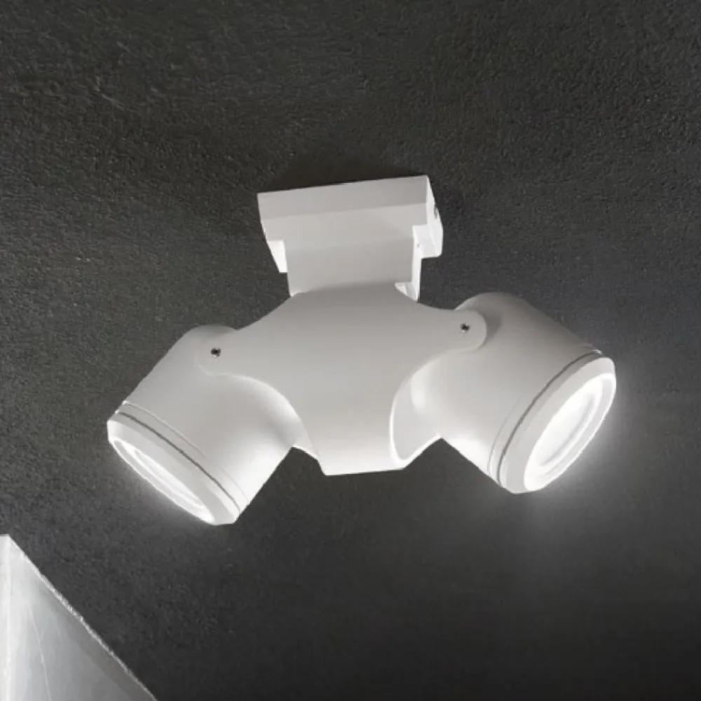 Faretti Da Esterno-Ideal Lux Xeno pl2 faretto da soffitto tetto per esterno bianco orientabili