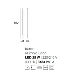 Applique Da Parete-Stilnovo Xilema applique led 25w 3000k moderna metallo bianco