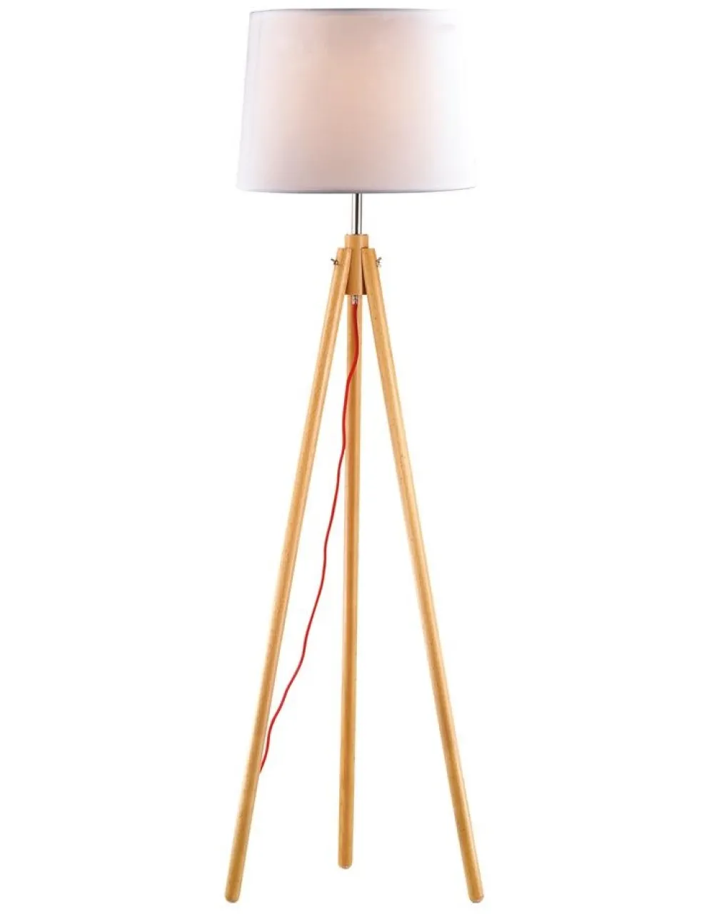 Lampade Da Terra-Ideal Lux York pt1 lampada da terra di legno treppiede paralume stoffa
