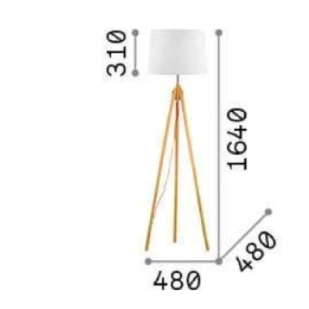 Lampade Da Terra-Ideal Lux York pt1 lampada da terra di legno treppiede paralume stoffa