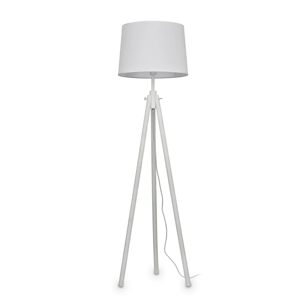 Lampade Da Terra-Ideal Lux York pt1 piantana di legno bianco treppiede