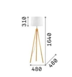 Lampade Da Terra-Ideal Lux York pt1 piantana di legno bianco treppiede