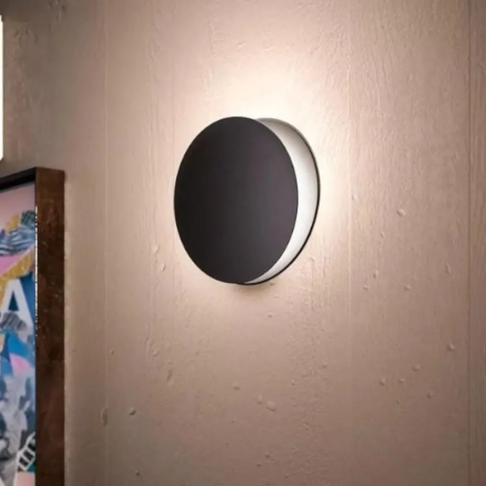 Applique Da Parete-Linea Light Yo yo applique led 3000k nero design tondo