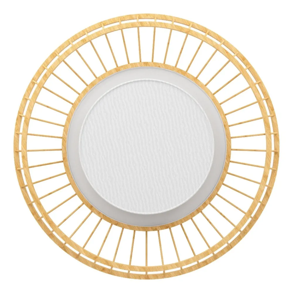 Plafoniere Moderne-Eglo Yuku z plafoniera smart da cucina in legno e tessuto led rgb da 2700k a 6500k