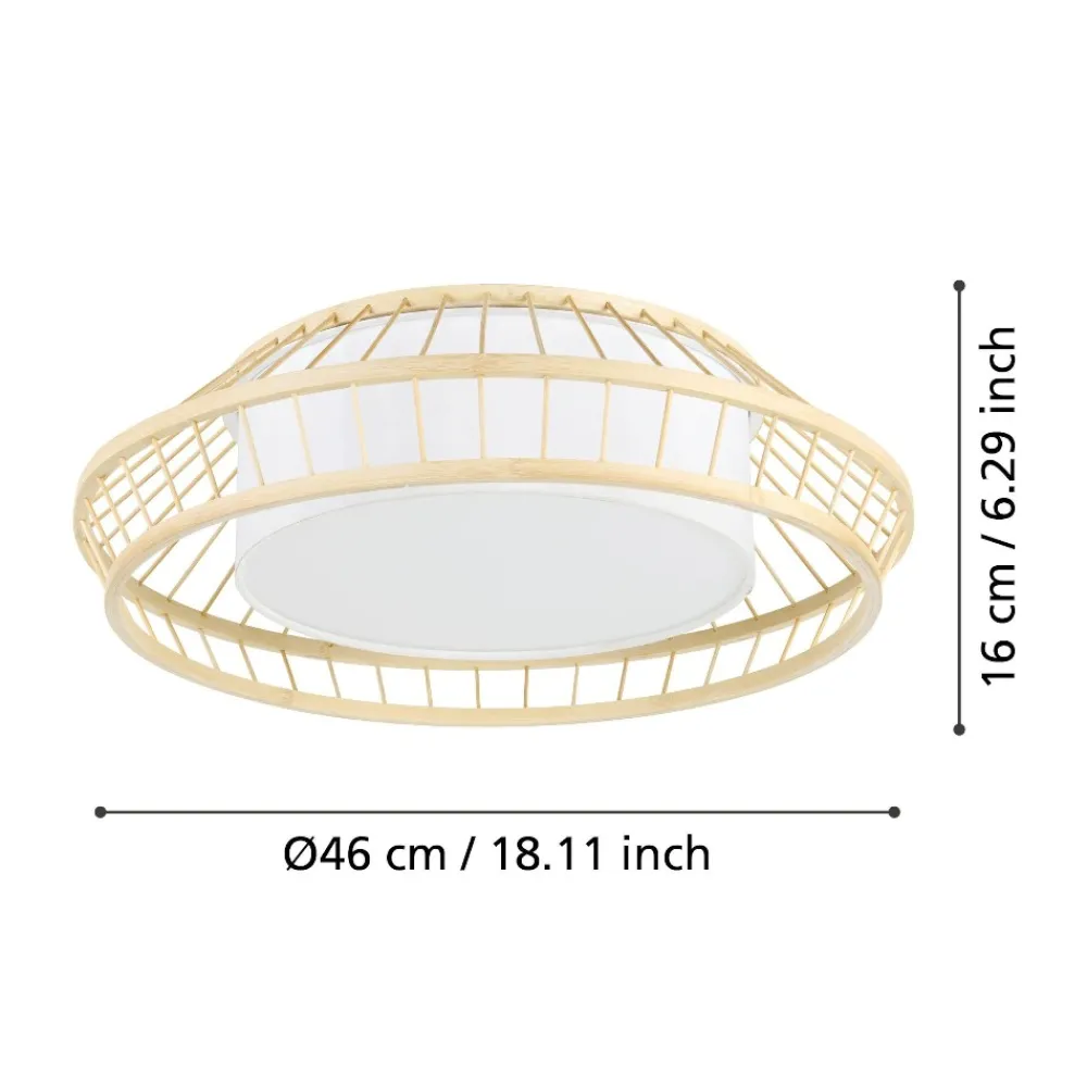 Plafoniere Moderne-Eglo Yuku z plafoniera smart da cucina in legno e tessuto led rgb da 2700k a 6500k