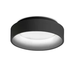 Plafoniere Moderne-Ideal Lux Ziggy pl d030 plafoniera nera led 22w 3000k tonda per ingresso
