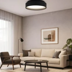 Plafoniere Moderne-Ideal Lux Ziggy pl d030 plafoniera nera led 22w 3000k tonda per ingresso