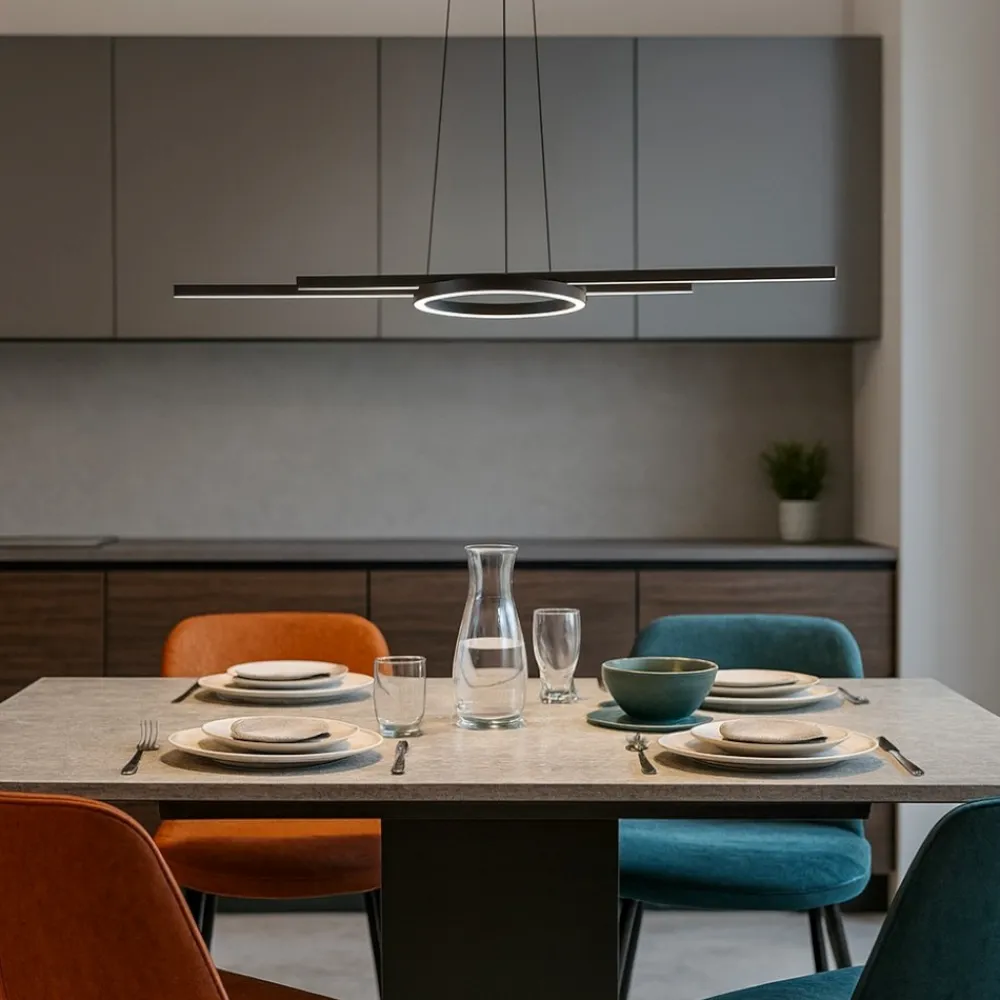 Lampadari Cucina-Eglo Zillerio z lampadario da cucina moderna nero led da 2700k 6500k