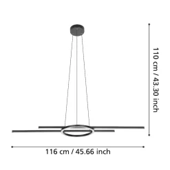 Lampadari Cucina-Eglo Zillerio z lampadario da cucina moderna nero led da 2700k 6500k