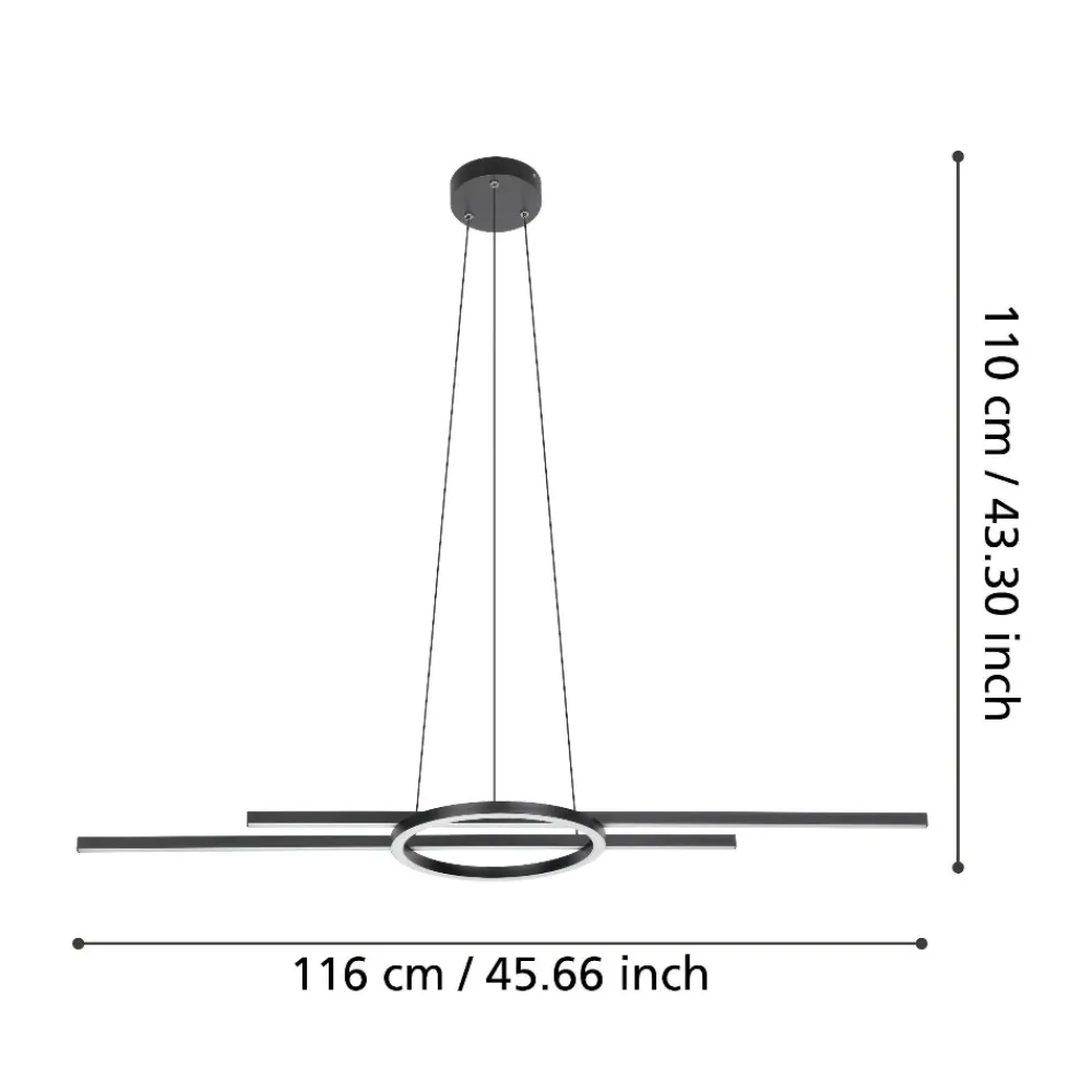 Lampadari Cucina-Eglo Zillerio z lampadario da cucina moderna nero led da 2700k 6500k